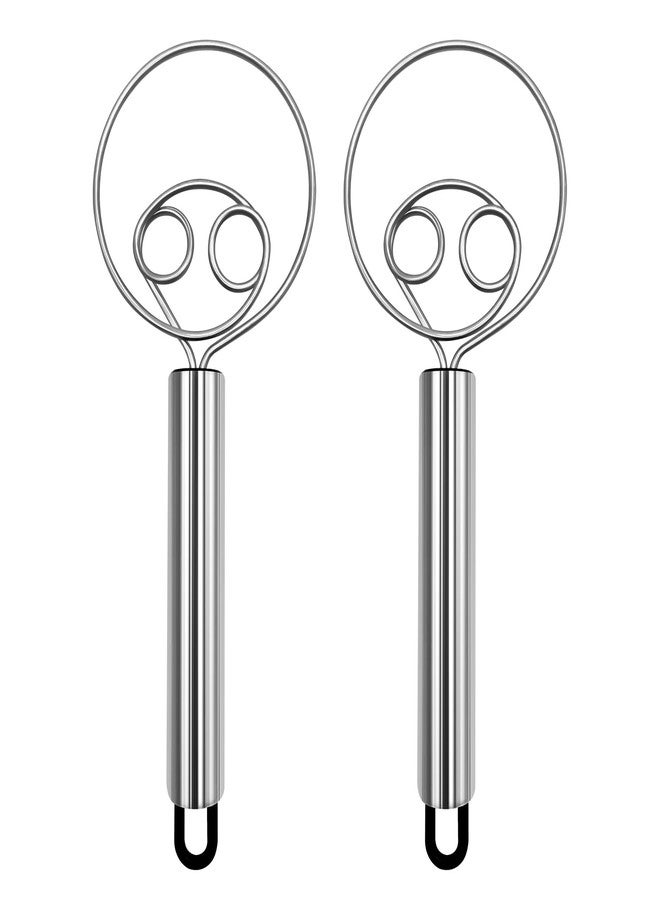 Upoomart Danish Dough Whisk & Mixer Set - 2 Pack Stainless Steel Dough Whisks for Baking, Hand Mixer for Bread, Pizza, Pastry - Ergonomic Design for Easy Kneading & Blending - Image 1
