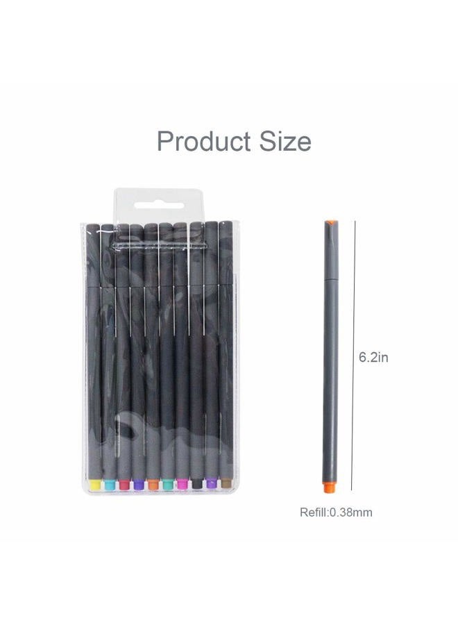 MultiBey SIPA Fineliner Color Pen Set 0.38mm Fiber Nibs Colored Fine Line Point Assorted Colors, Pack of 10 - Image 2