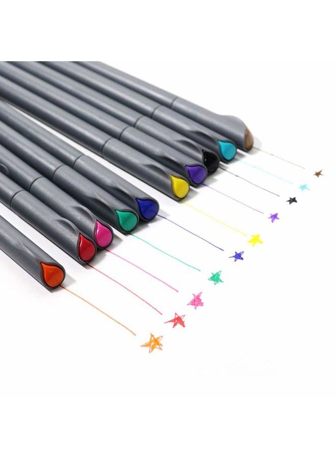 MultiBey SIPA Fineliner Color Pen Set 0.38mm Fiber Nibs Colored Fine Line Point Assorted Colors, Pack of 10 - Image 1