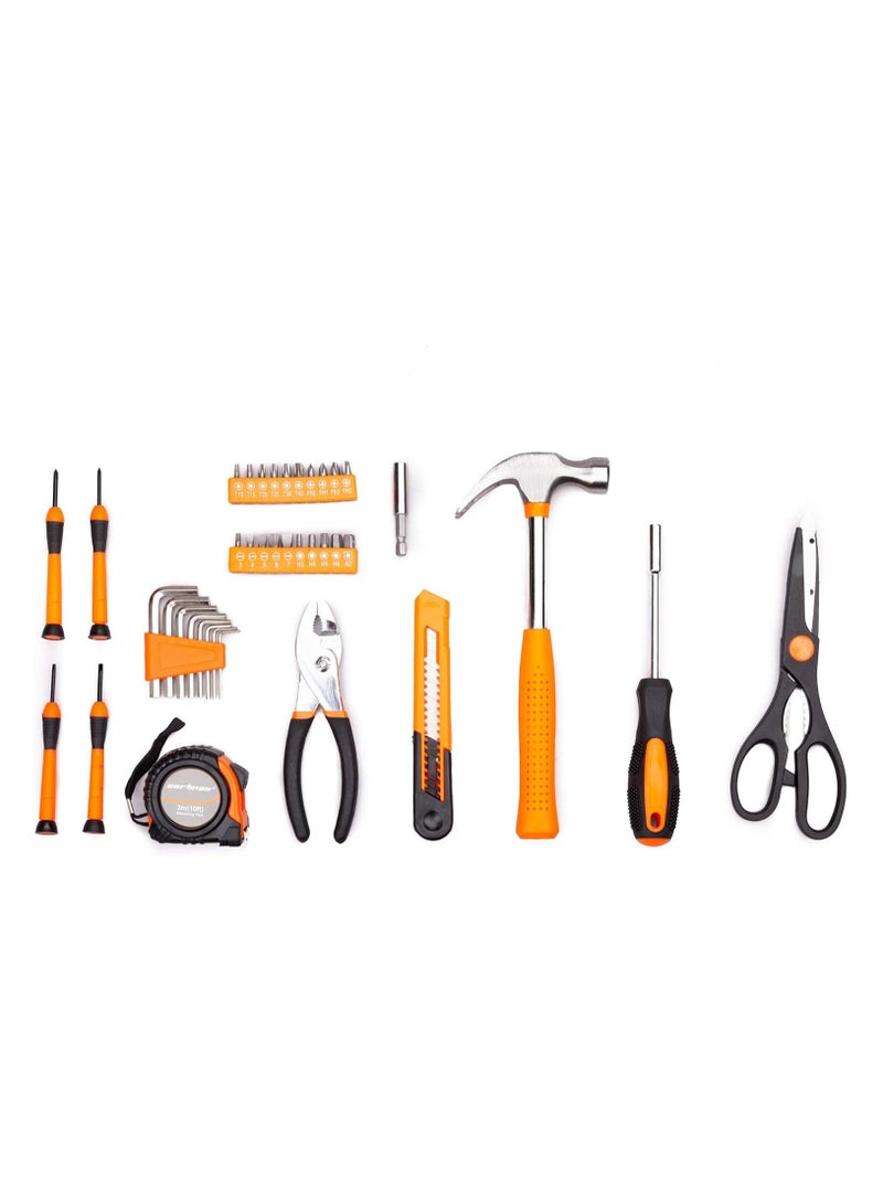 39 Piece Tool Set General Household Hand Kit with Plastic Toolbox Storage Case - Orange  - Image 3