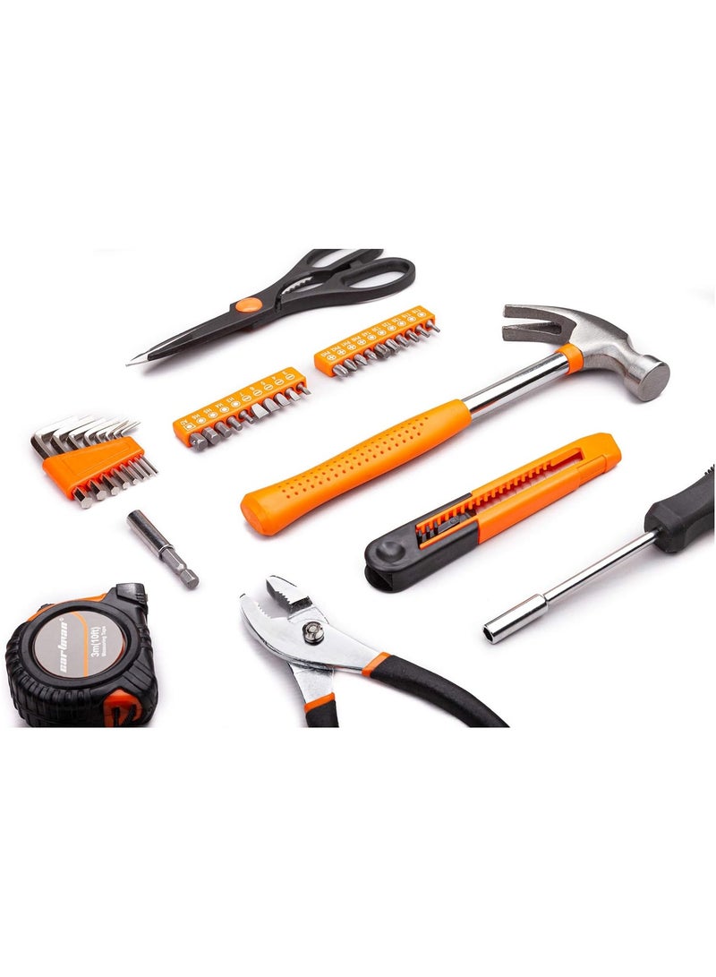 39 Piece Tool Set General Household Hand Kit with Plastic Toolbox Storage Case - Orange  - Image 4