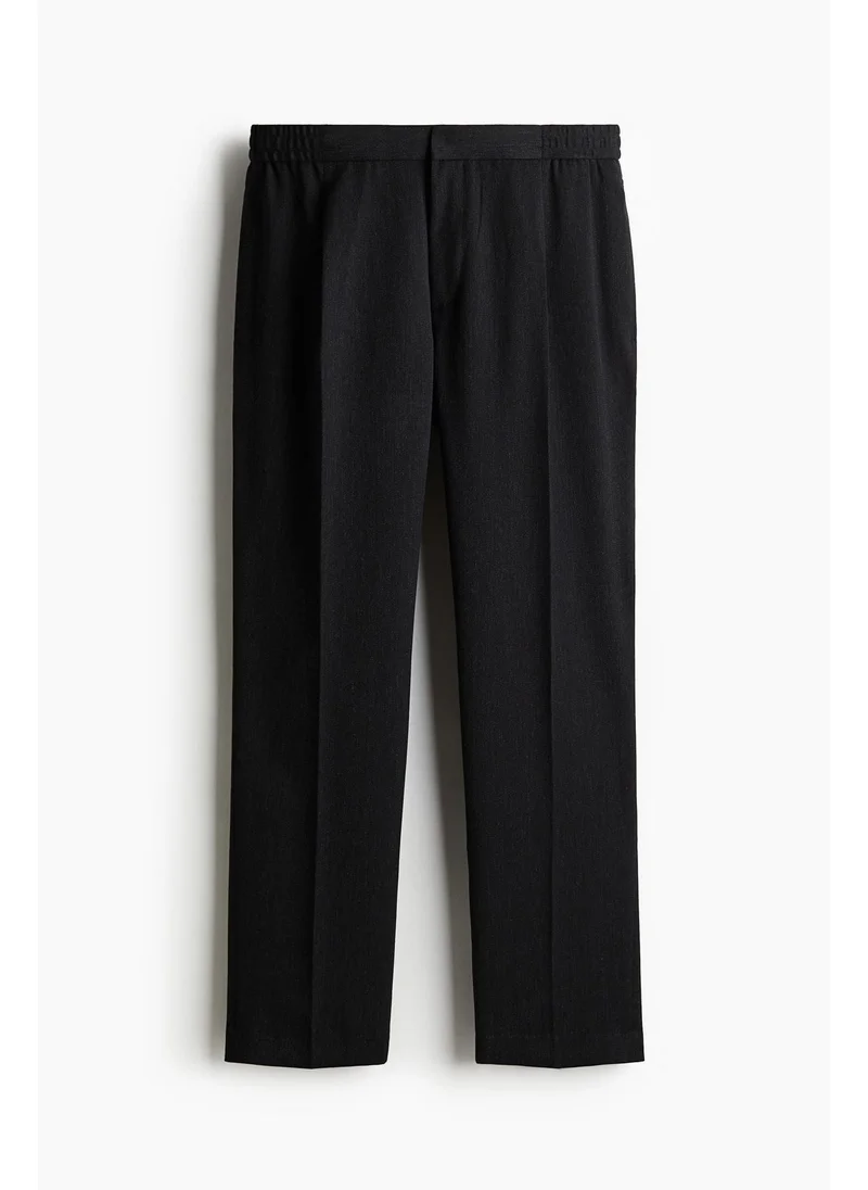 H&M black Regular Fit Crease-leg trousers for Men | Best Price UAE