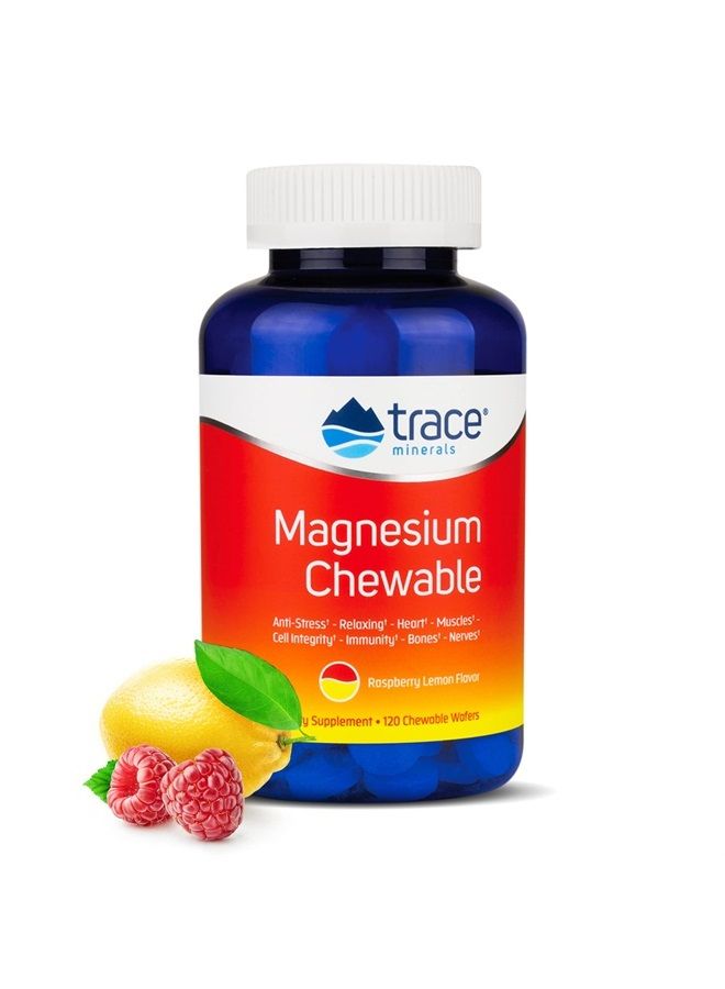Trace Minerals Magnesium Chewable Supplement | Promotes Calm, Focus, and Muscle Relaxation | Supports Optimal Sleep & Digestion | Sugar Free | Raspberry Lemon | 120 ct, 30 Servings - Image 1