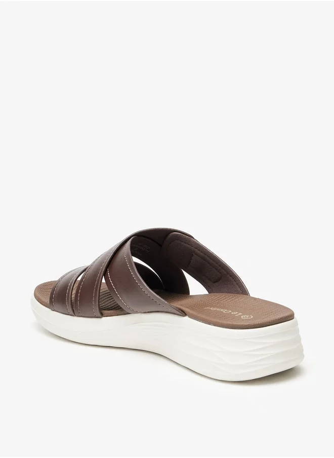 لو كونفورت Women's Logo Detail Slip-On Cross Strap Sandals