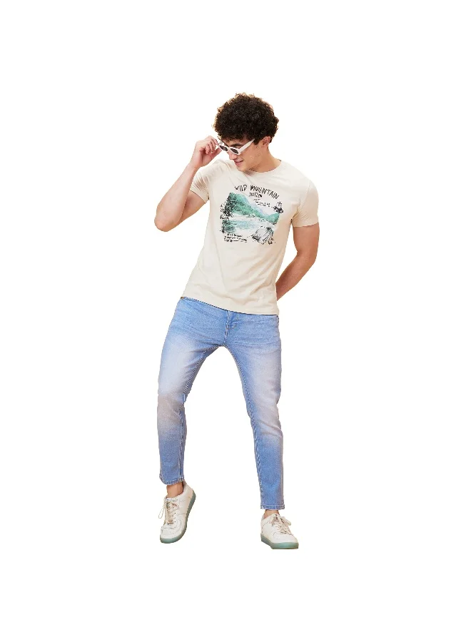 بيينغ هيومان Mens Light Tone Cropped Fit Denims