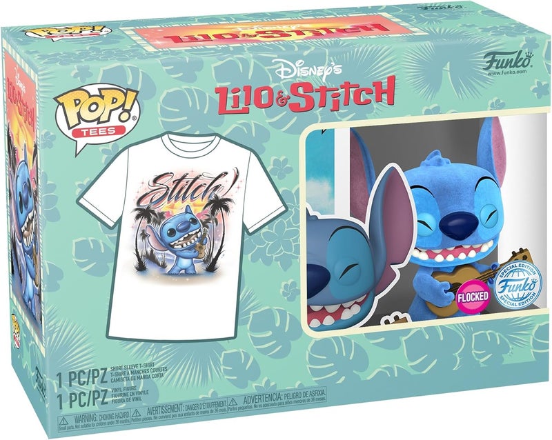 Funko Funko Pop Tee Lilo and Stitch  Ukelele Stitch Flocked  Extra Small  XS  TShirt  Clothes with Collectable Vinyl Minifigure  Gift Idea  Toys and Short Sleeve Top for Adults Unisex  - Image 2