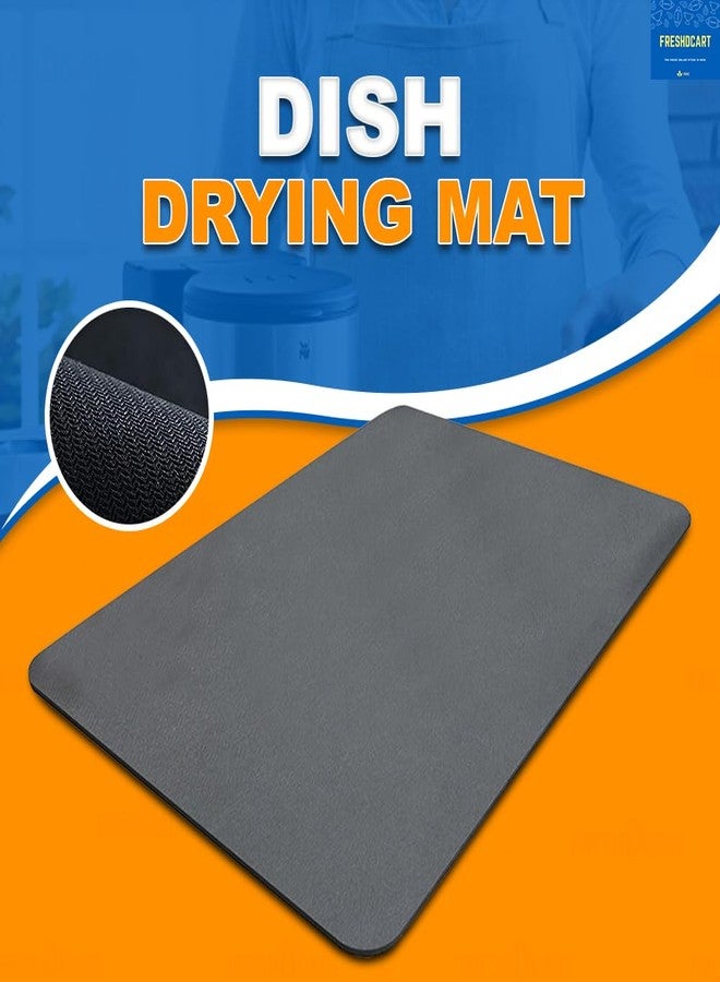 FreshDcart FDCA225 Dish Drying Mat with Rubber Backed Absorbent, Kitchen Counter Top Cushion Pad Tableware Mat for Kitchen Use (30x40cm Black Pack of 1) - Image 2