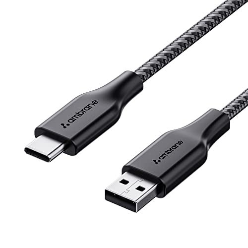 Ambrane Unbreakable 3A Fast Charging 1.5m Braided Type C Cable for Smartphones, Tablets & other Type C devices, 480Mbps Data Sync, Quick Charge 3.0 (RCT15A, Black) - Image 1