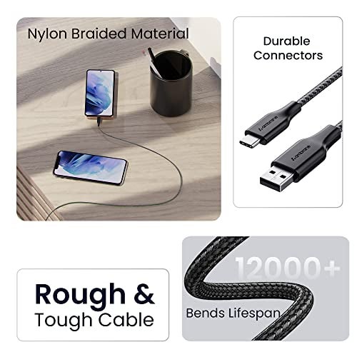 Ambrane Unbreakable 3A Fast Charging 1.5m Braided Type C Cable for Smartphones, Tablets & other Type C devices, 480Mbps Data Sync, Quick Charge 3.0 (RCT15A, Black) - Image 4