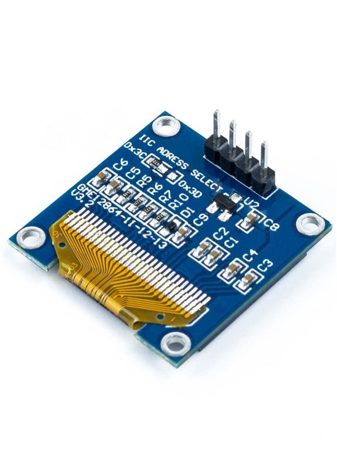 وحدة OLED 128x64 بكسل، 5 قطع شاشة OLED I2C IIC بحجم 0.96 بوصة وحدة 12864 SSD1306 شاشة OLED صغيرة مضيئة ذاتيًا متوافقة مع أردوينو Raspberry Pi (بيضاء)