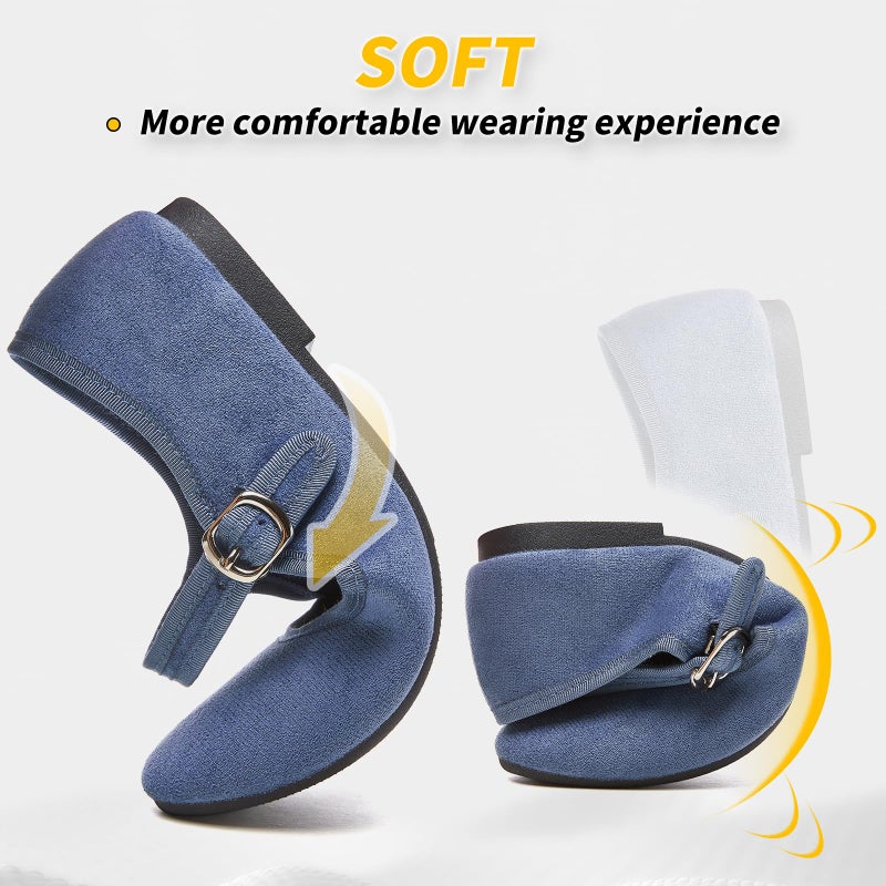 BABUDOG Womens Mary Jane Flats with Strap,Faux Suede Black Flats Shoes,Flats Shoes Women Dressy Comfortable(Blue 11) - Image 5