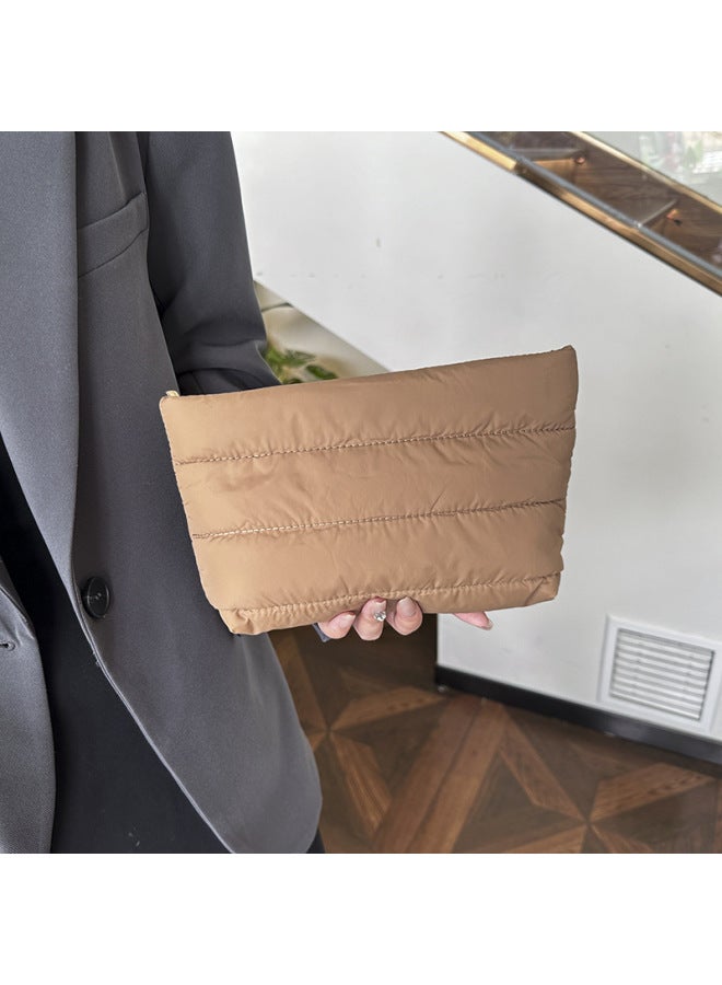 Solid Color Simple Cotton Coat Small Square Bag Korean Style Fashionable Casual Shoulder Bag Stylish Commuter Clutch Bag-Color:Pink  - Image 3