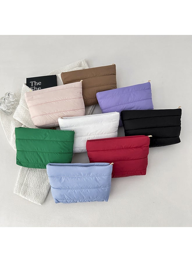 Solid Color Simple Cotton Coat Small Square Bag Korean Style Fashionable Casual Shoulder Bag Stylish Commuter Clutch Bag-Color:Pink  - Image 4