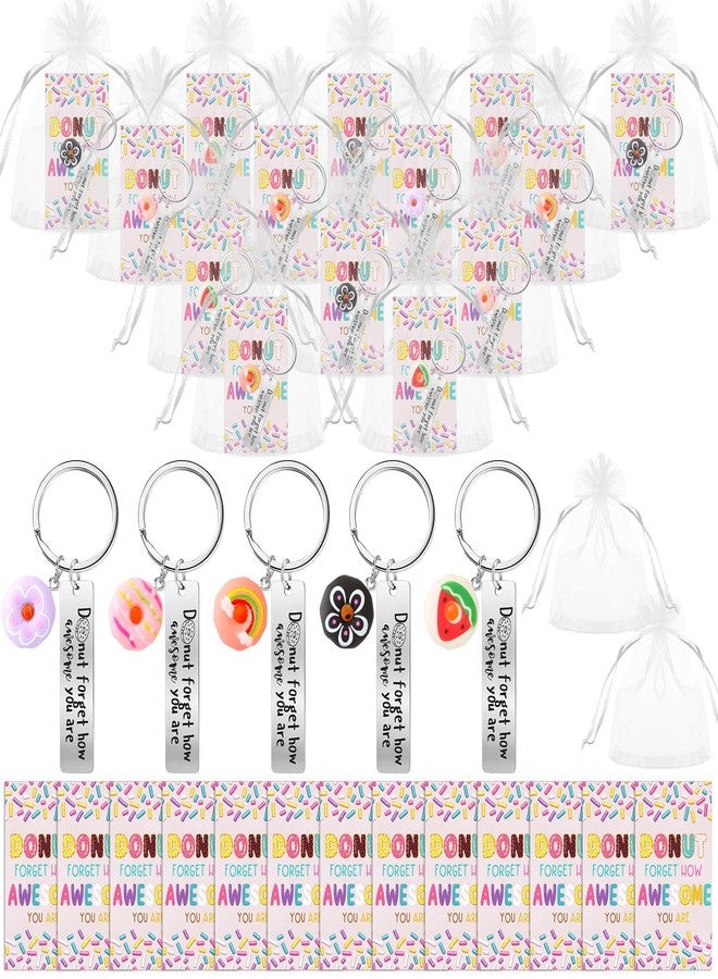 CraftyDream 20 Sets Glow in The Dark Donuts Keychains Bulk Christmas Emotional Appreciation Positive Support Gift for Employee Coworker Teacher Volunteer Team - Image 1