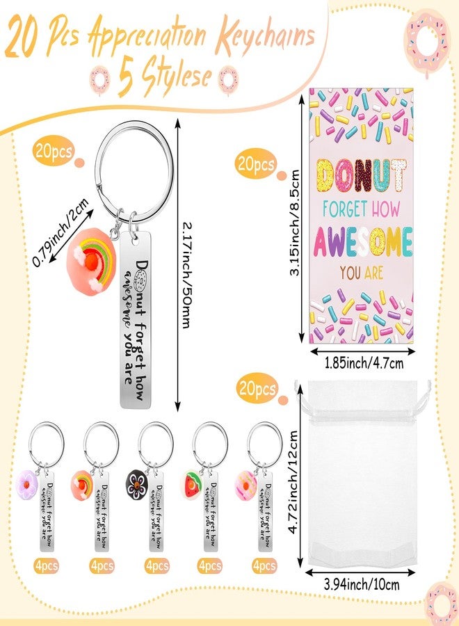 CraftyDream 20 Sets Glow in The Dark Donuts Keychains Bulk Christmas Emotional Appreciation Positive Support Gift for Employee Coworker Teacher Volunteer Team - Image 2