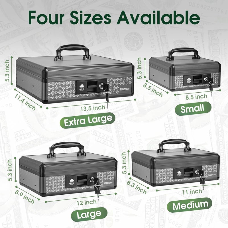 Glosen Medicine Lock BoxStorage Lock Box Lockable Dorm Storage Trunk with Key Lock Briefcase Extra Large Medicine Lock Box Lock Boxes for Personal Items - Image 3
