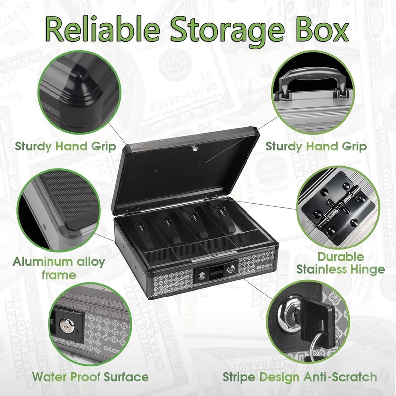 Glosen Medicine Lock BoxStorage Lock Box Lockable Dorm Storage Trunk with Key Lock Briefcase Extra Large Medicine Lock Box Lock Boxes for Personal Items - Image 5