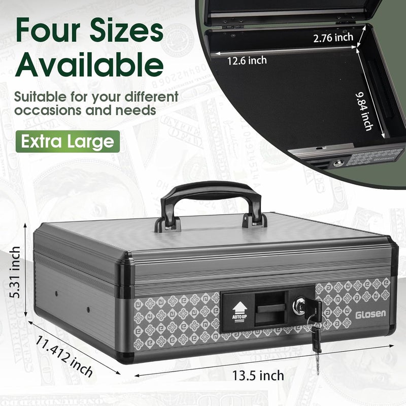 Glosen Medicine Lock BoxStorage Lock Box Lockable Dorm Storage Trunk with Key Lock Briefcase Extra Large Medicine Lock Box Lock Boxes for Personal Items - Image 2