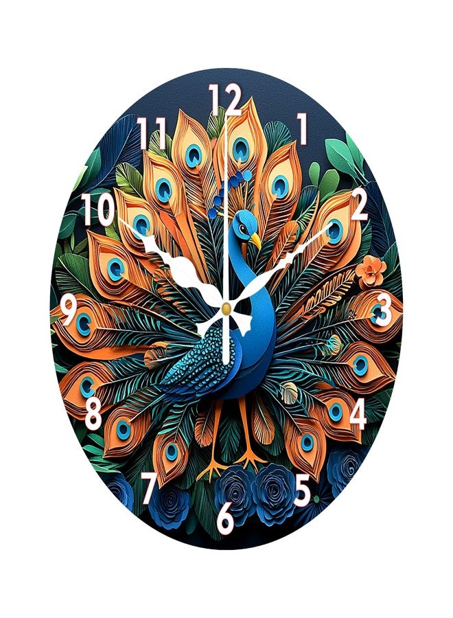 Ingo creation Peacock Wall Clock 30X30 CM Fancy Modern Art | Decorative Wall Clocks for Living Room Non-Ticking Silent- Dial (Peacock-Blue)-Analog - Image 1