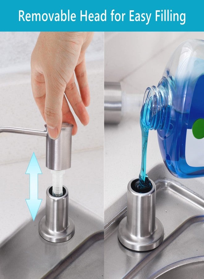 Tiilan Built-in Soap Dispenser for Kitchen Sink, Soap Dispenser Pump Set with 17oz Bottle and 47.2-inch Extension Tube Kit for Dish Detergent - Stainless Steel, Brushed Nickel - Image 5