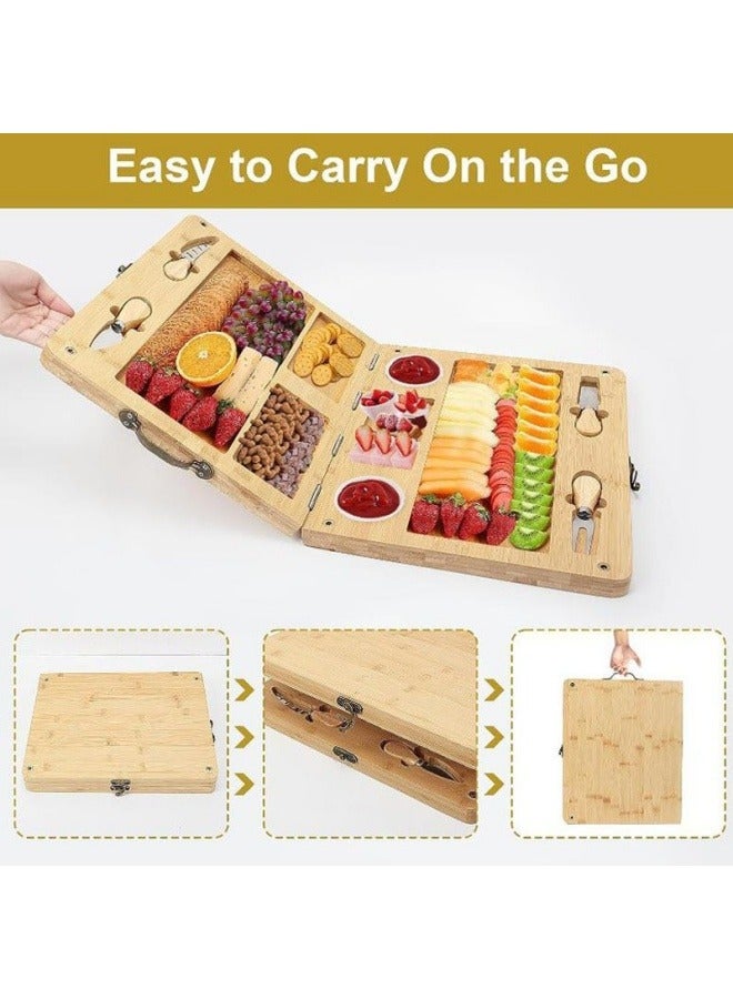 عام طوي الخيزران قطع المجلس مع مقبض المحمولة الجبن صينية الإبداعية المطبخ مجلس الجبن الخشبي - Image 2