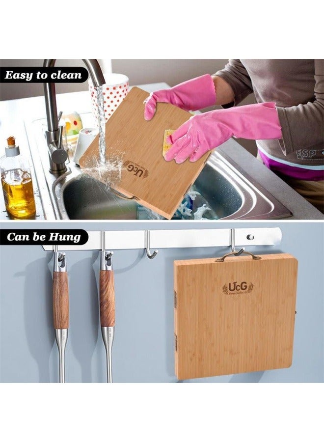 عام طوي الخيزران قطع المجلس مع مقبض المحمولة الجبن صينية الإبداعية المطبخ مجلس الجبن الخشبي - Image 3