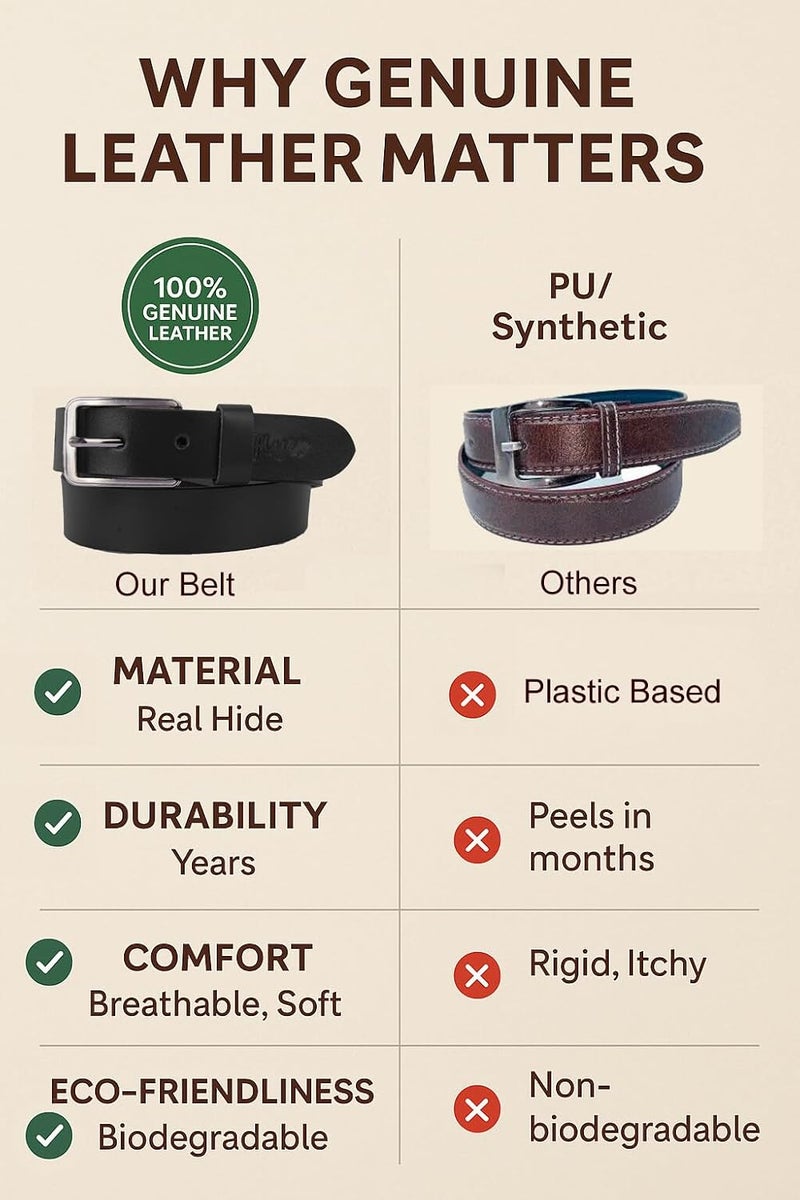 Flyer Kids Genuine Leather Belt for Boys & Girls (Color- Black) | Adjustable Fit, Durable Buckle | Real Leather Belt for School, Casual & Formal Wear (2–14 Years) BL4579 - Image 5