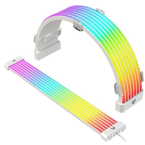 Bewinner RGB Power Extension Cable Kit - ARGB Motherboard Power Supply Cable, 24 Pin ATX Cable 5V 3Pin Synchronized PSU Cable with LED Diffused Soft Silicone Tube - Image 1