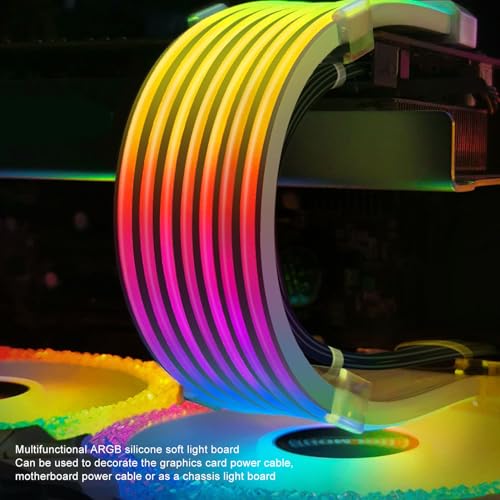 Bewinner RGB Power Extension Cable Kit - ARGB Motherboard Power Supply Cable, 24 Pin ATX Cable 5V 3Pin Synchronized PSU Cable with LED Diffused Soft Silicone Tube - Image 4