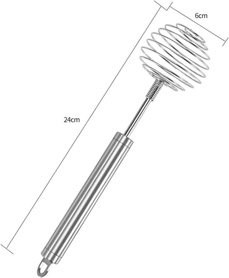 Potency Spring Coil Hand Push Whisk, Stainless Steel Spring Whisk Egg, Hand-held Butter Egg Mixer Non Stick Hand Whisk Kitchen Egg Beater(Silver) - Image 3