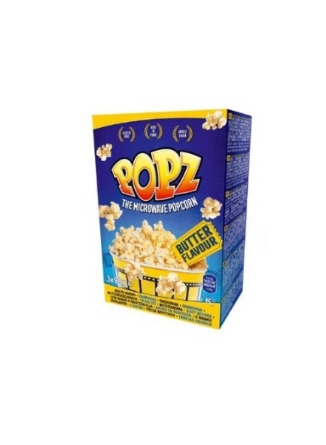 Popz Butter Microwave Popcorn 3x90g
