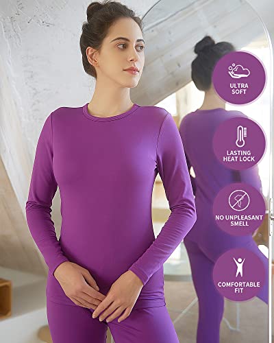 WEERTI Thermal Underwear for Women Long Johns with Fleece Lined Base Layer Women Cold Weather Top Bottom Purple - Image 5