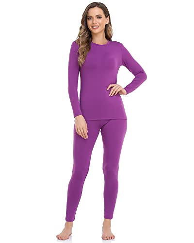 WEERTI Thermal Underwear for Women Long Johns with Fleece Lined Base Layer Women Cold Weather Top Bottom Purple - Image 1