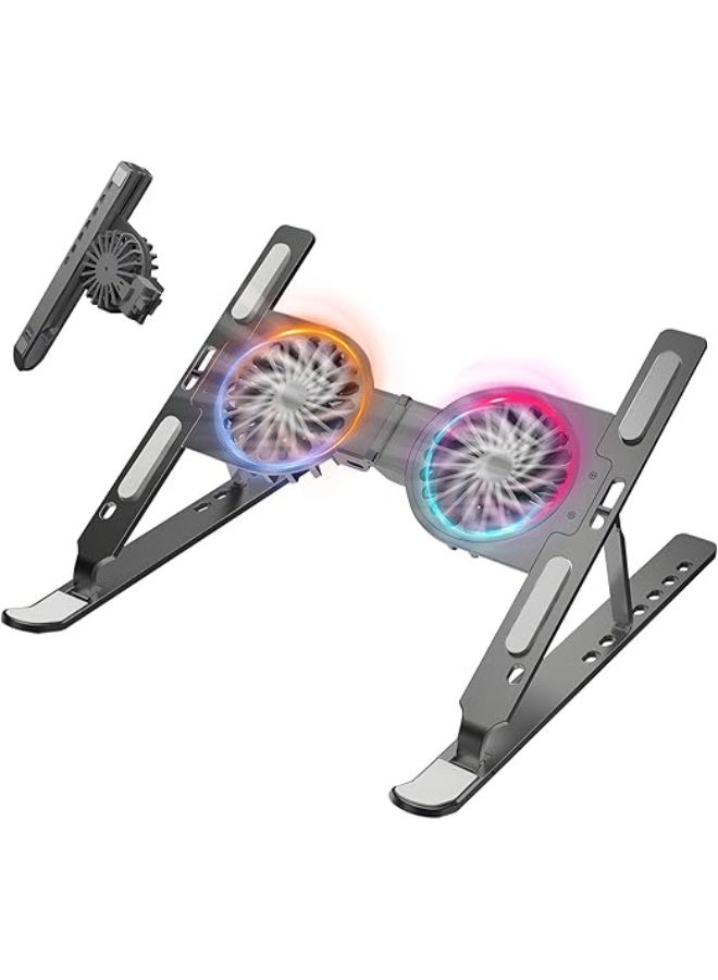 حامل ومروحة تبريد لابتوب ونوت بوك 9-17 بوصة – تصميم من الألومنيوم - Image 2