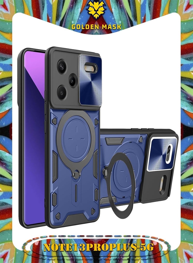 GOLDEN MASK For Xiaomi Redmi Note 13 Pro Plus Armored Camera Shield Cover Camera Lend Protection, Built-in 360° (Blue)