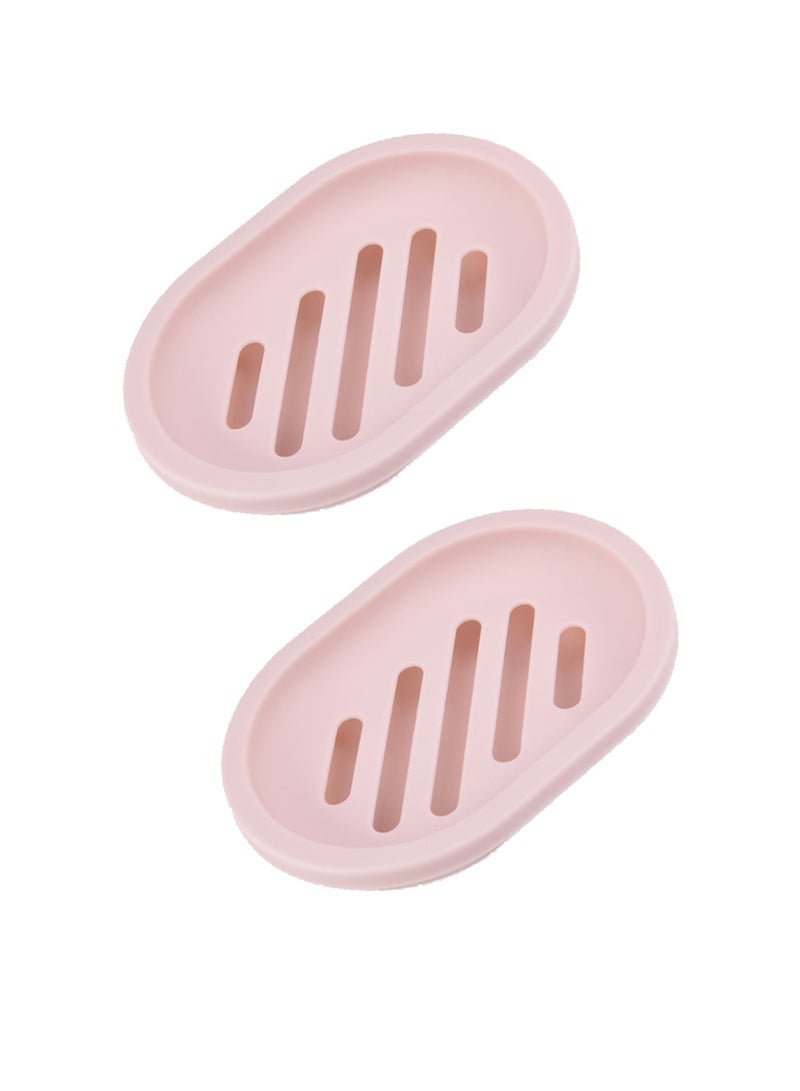 Beauenty 2 Pcs Shower Soap Dish Draining Soap Saver Holder for Home Bathroom, Pink - Image 1