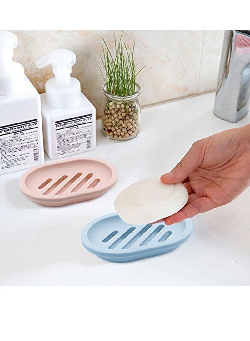 Beauenty 2 Pcs Shower Soap Dish Draining Soap Saver Holder for Home Bathroom, Pink - Image 2