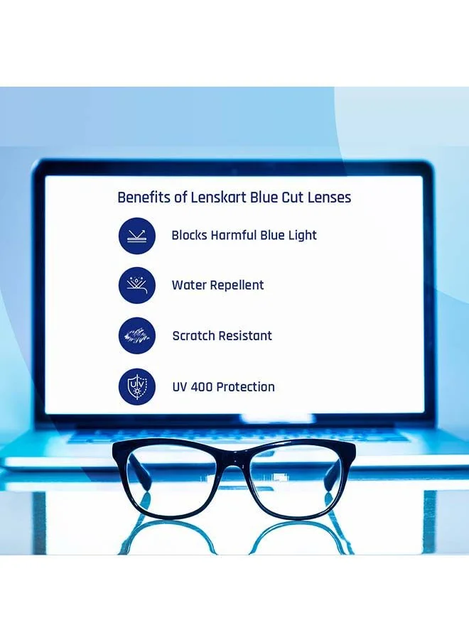 Lenskart Blu Zero Power Bluecut & Antiglare Rectangular Shape Computer Eyeglasses LB E14255 - Lens Size: 53mm - Black