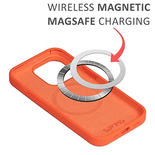 SPRIG Compatible with iPhone 14 Pro Premium SilkTone (Magnetic) Back Cover Drop Tested Shock Proof Mobile Case for Men, Women, Boys and Girls with Camera Protection (Light Orange) - Image 3