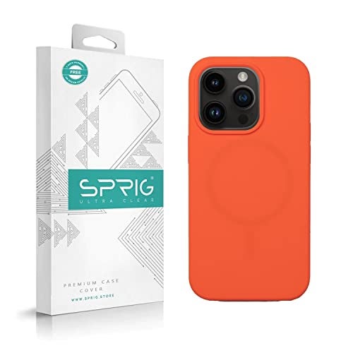 SPRIG Compatible with iPhone 14 Pro Premium SilkTone (Magnetic) Back Cover Drop Tested Shock Proof Mobile Case for Men, Women, Boys and Girls with Camera Protection (Light Orange) - Image 1