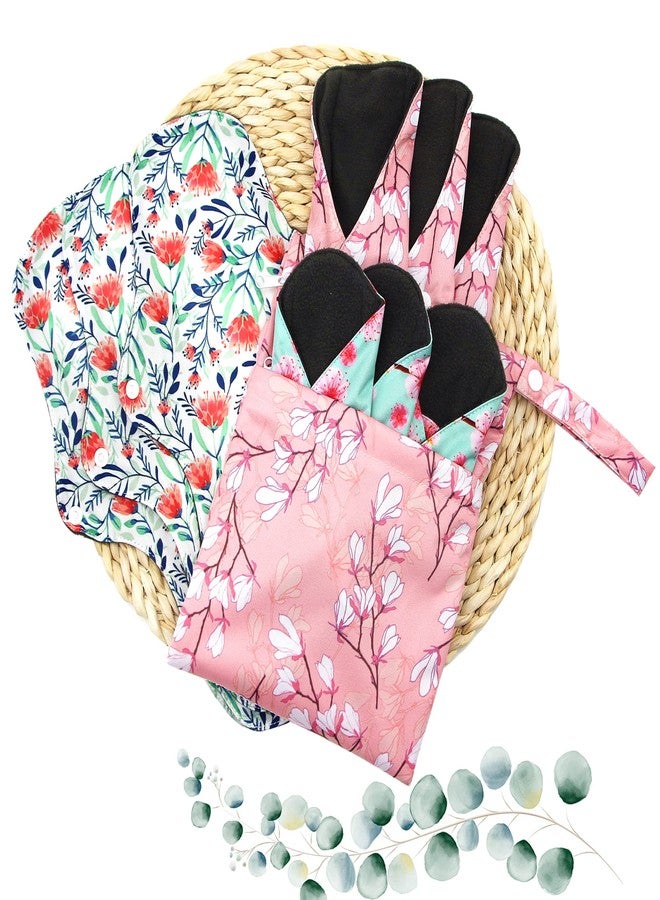 Asenappy Soft Adjustable Snaps Reusable Menstrual Pads - Reusable Sanitary Pads | Reusable Panty Liners | Soft Cloth Menstrual Pads -9 pcs Pad with 1 Bag(Multicolor a) - Image 5