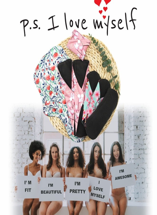 Asenappy Soft Adjustable Snaps Reusable Menstrual Pads - Reusable Sanitary Pads | Reusable Panty Liners | Soft Cloth Menstrual Pads -9 pcs Pad with 1 Bag(Multicolor a) - Image 3