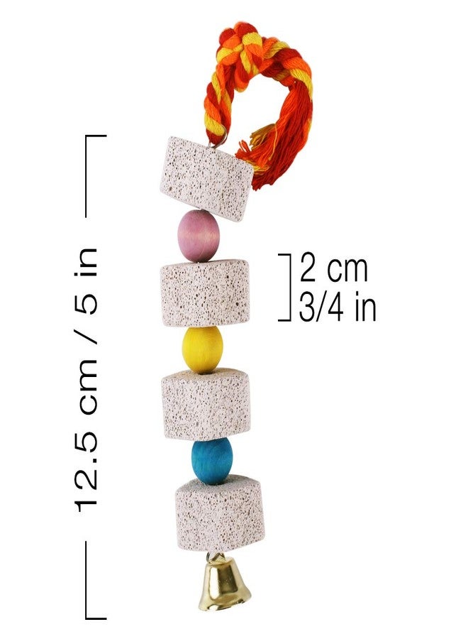 Unibene Parrot Chewing Toy, Bird Beak Grinding Stone with Bell, Lava Block Calcium Supplement Food for African Greys Amazon Conure Eclectus Budgies Parakeet Cockatiel Hamster Chinchilla Rabbit, 2 Pack - Image 4