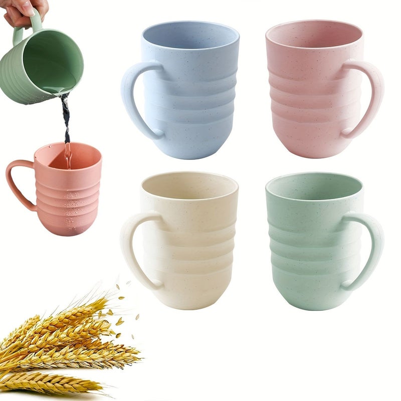 11 16 Oz Drop Resistant Mouthwash Cup With Handle Sturdy Plastic PP Corrugated Round Cup For Bathroom Outdoor Family Gathering Random Color - Image 1