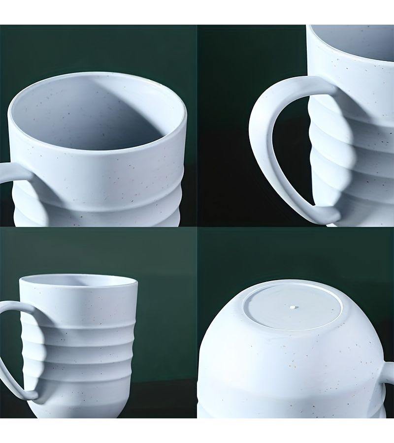 11 16 Oz Drop Resistant Mouthwash Cup With Handle Sturdy Plastic PP Corrugated Round Cup For Bathroom Outdoor Family Gathering Random Color - Image 3