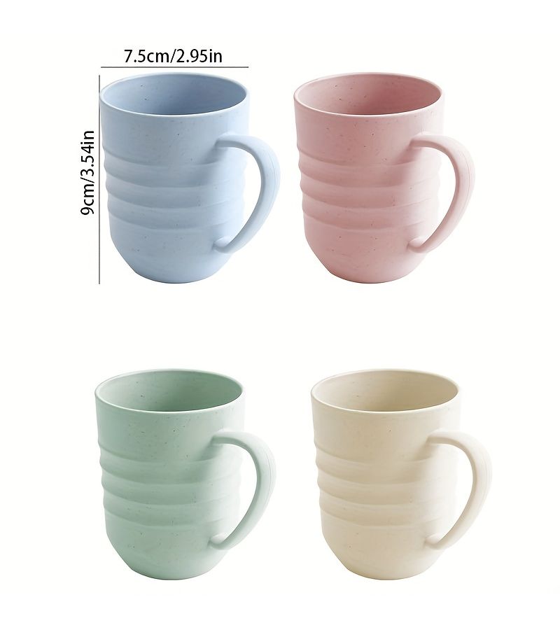 11 16 Oz Drop Resistant Mouthwash Cup With Handle Sturdy Plastic PP Corrugated Round Cup For Bathroom Outdoor Family Gathering Random Color - Image 2