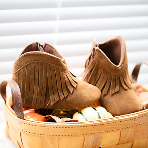 Meckior Baby Girls Cowboy Tassel Boots Side Zipper Moccasins Soft Bottom Non-Slip Toddler Shoe - Image 4