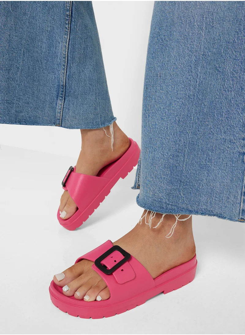 Ginger Square Buckle Slides