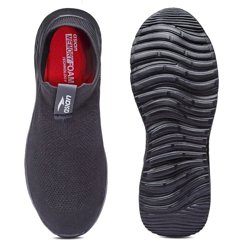 Asian Black Slip-On Sports Shoes for Men and Boys