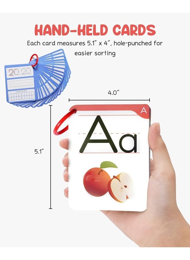 Gamenote Dry Erase Alphabet and Number Flash Cards - Write and Wipe Laminated ABC Letter Tracing Practice Card for Kindergarten (47 Flashcards with 2 Rings and Marker) - Image 3